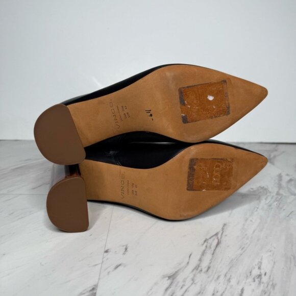 Vince Pilar Pointy Toe Black Leather Heeled Tall Boot 10M - Picture 15 of 16